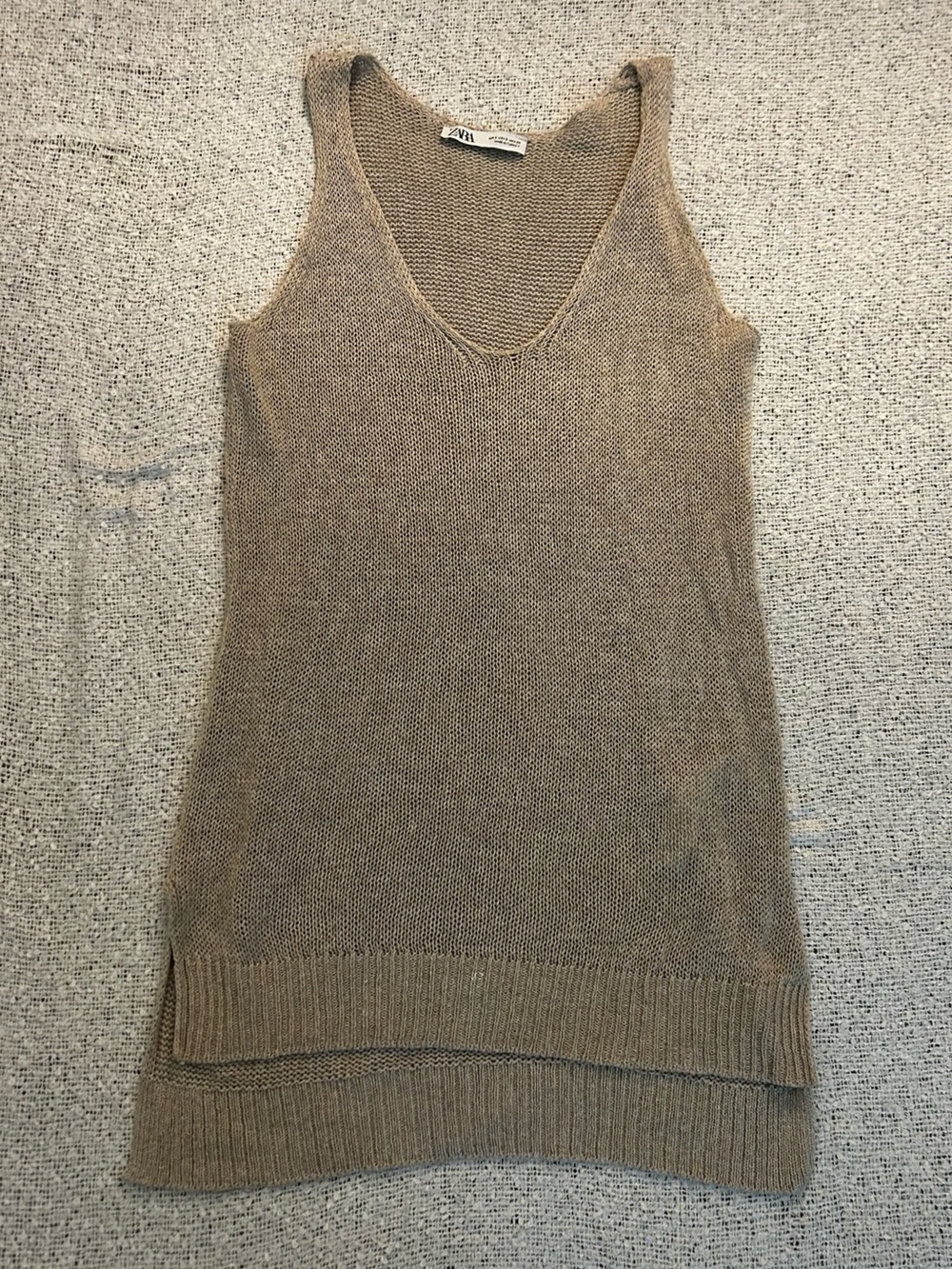 NWOT Zara Sleeveless Knit Tunic Top or Bathing Suit Coverup in Taupe Size S